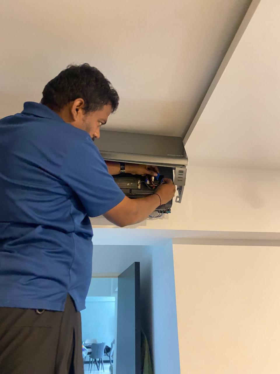 Aircon servicing in a home